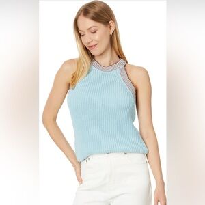 Madewell Imelda Cutaway Cotton Knit Tank Sweater. Lt Blue Heron. Women’s Small